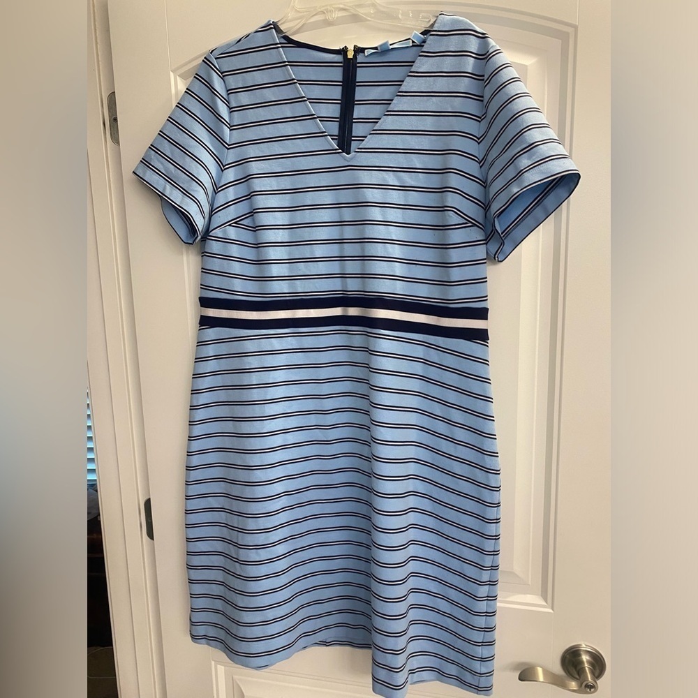 Draper James Navy Striped Dress Size 1X a-line knee length comfort